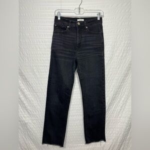 Sandro Black Straight Leg Raw Hem Jeans Size 36 US 4